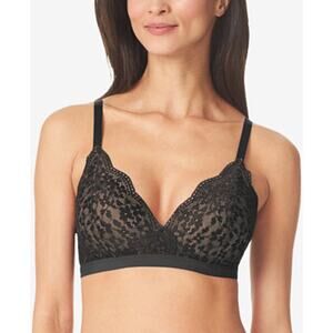 NWT Warner's Lace Escape Wire-Free Contour Bra 34D Soft Comfort Black Whimsigoth